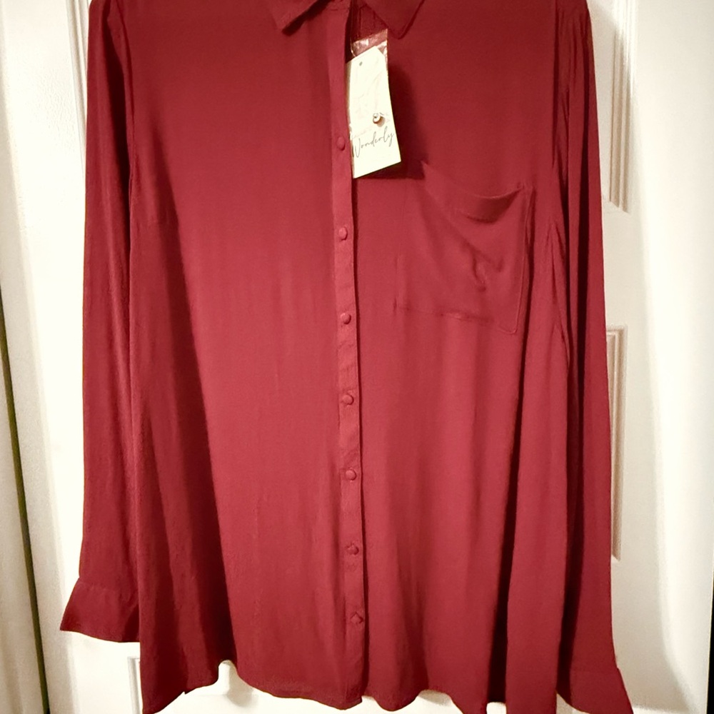 Wonderly Women's Button Down Shirt - Spice Red XL NWT